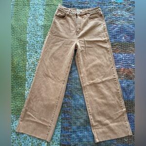 Abrand Women's Tan Wide Leg Jeans